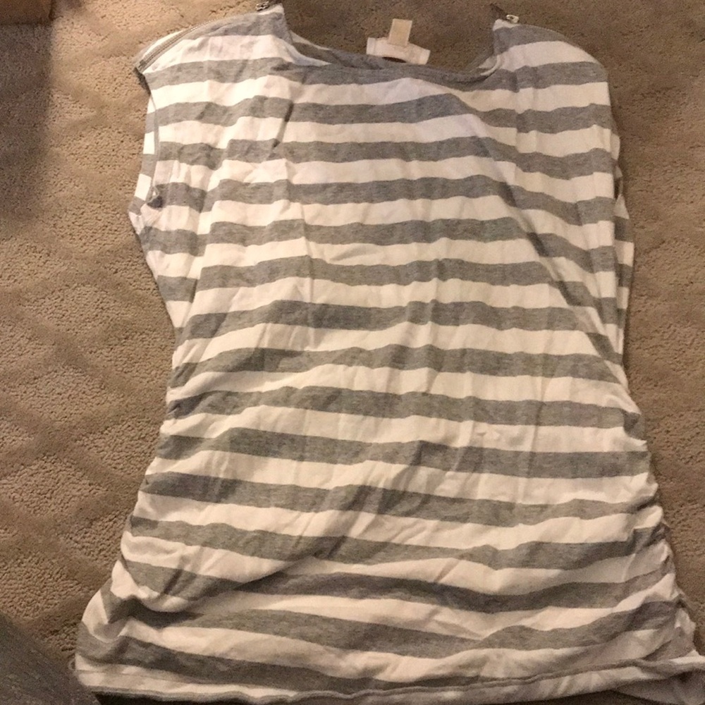 Grey/white striped shirt